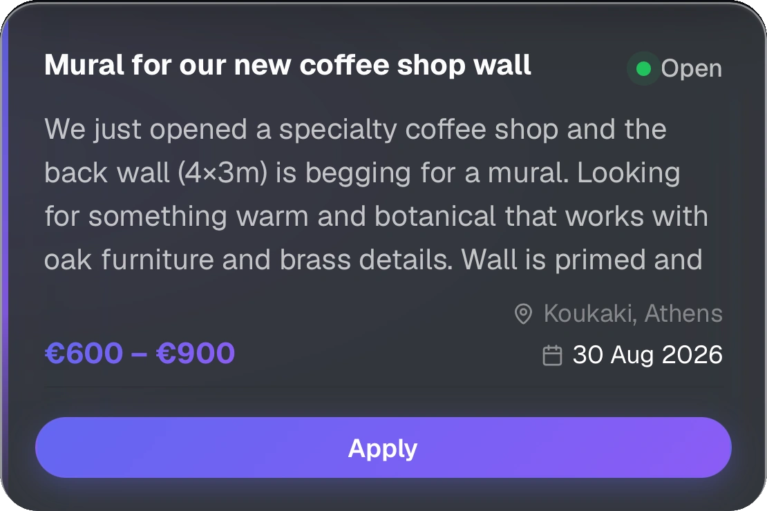 Coffee shop mural Echo request on Freevo