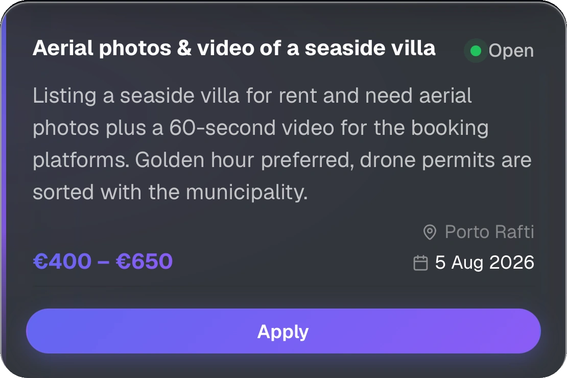 Seaside villa aerial video Echo request