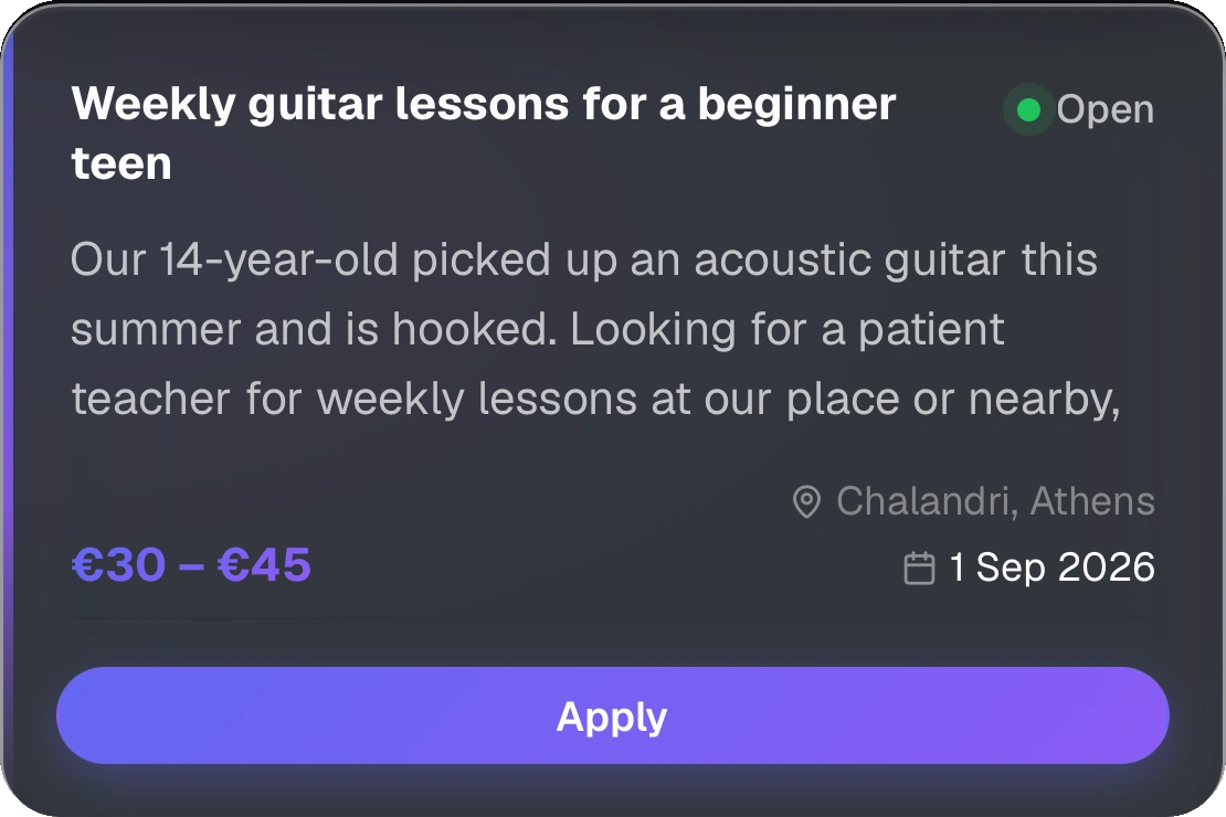 Guitar lessons Echo request